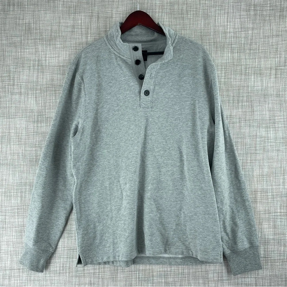 NWT J. Crew Mens Size L Authentic Fleece pullover sweatshirt gray 2327 - Picture 1 of 7